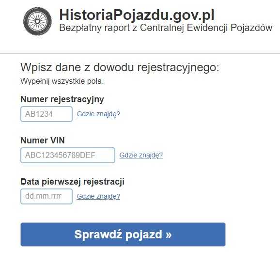 Historia Pojazdu gov pl